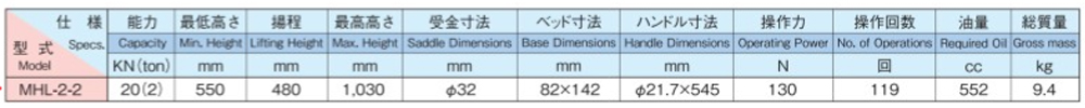 MASADA长行程液压千斤顶参数